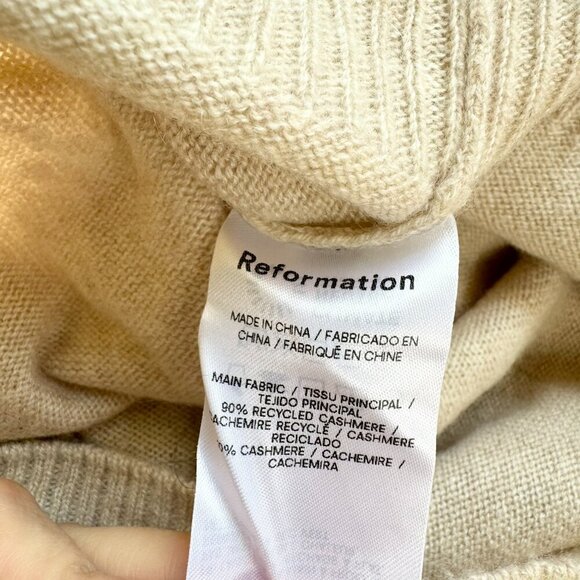 Reformation Dana Cashmere Crew Sweater Long Sleeve Cream in Wheat Small - Picture 6 of 8